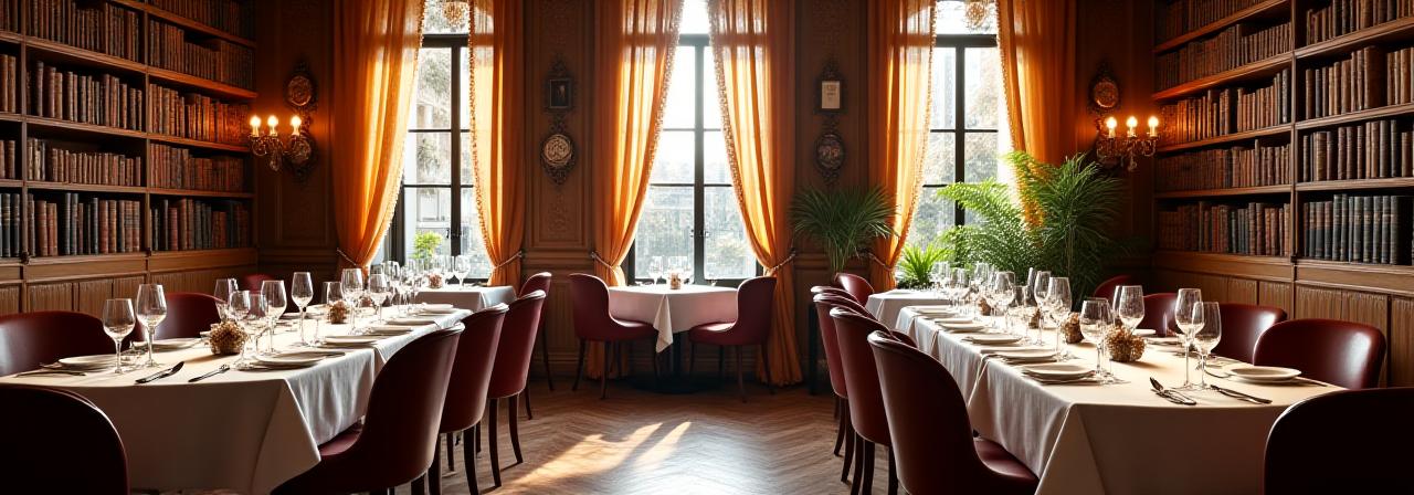 Interno raffinato del ristorante letterario